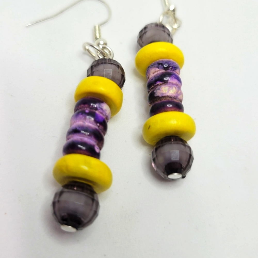 Black,Yellow, Purple WB earrings